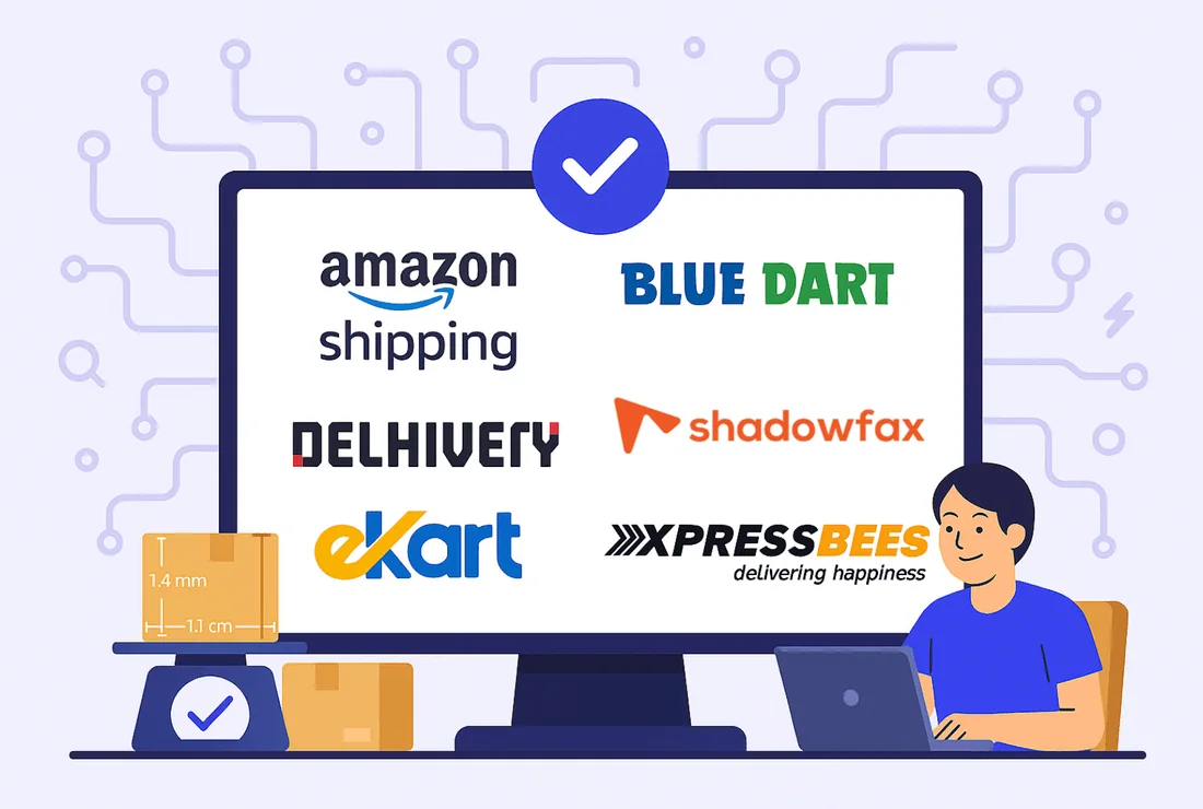 Courier partners pre-integrated on Vamaship — Amazon Shipping, Blue Dart, Delhivery, Shadowfax, Ekart and Xpressbees